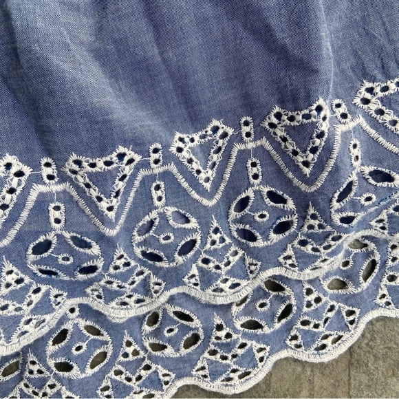 Gap Girl’s Kids Chambray Eyelet Flippy Skirt Size M Lined Elastic Waist Spring - Picture 4 of 5